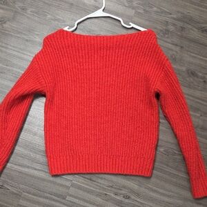 Old Navy Off-the-Shoulder Ribbed Sweater in Bright Red